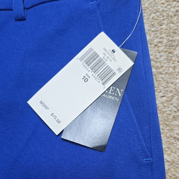 New With Tags Ralph Lauren Vibrant Blue Flat Front Shorts Ladies Size 10 Bermuda - Picture 2 of 4